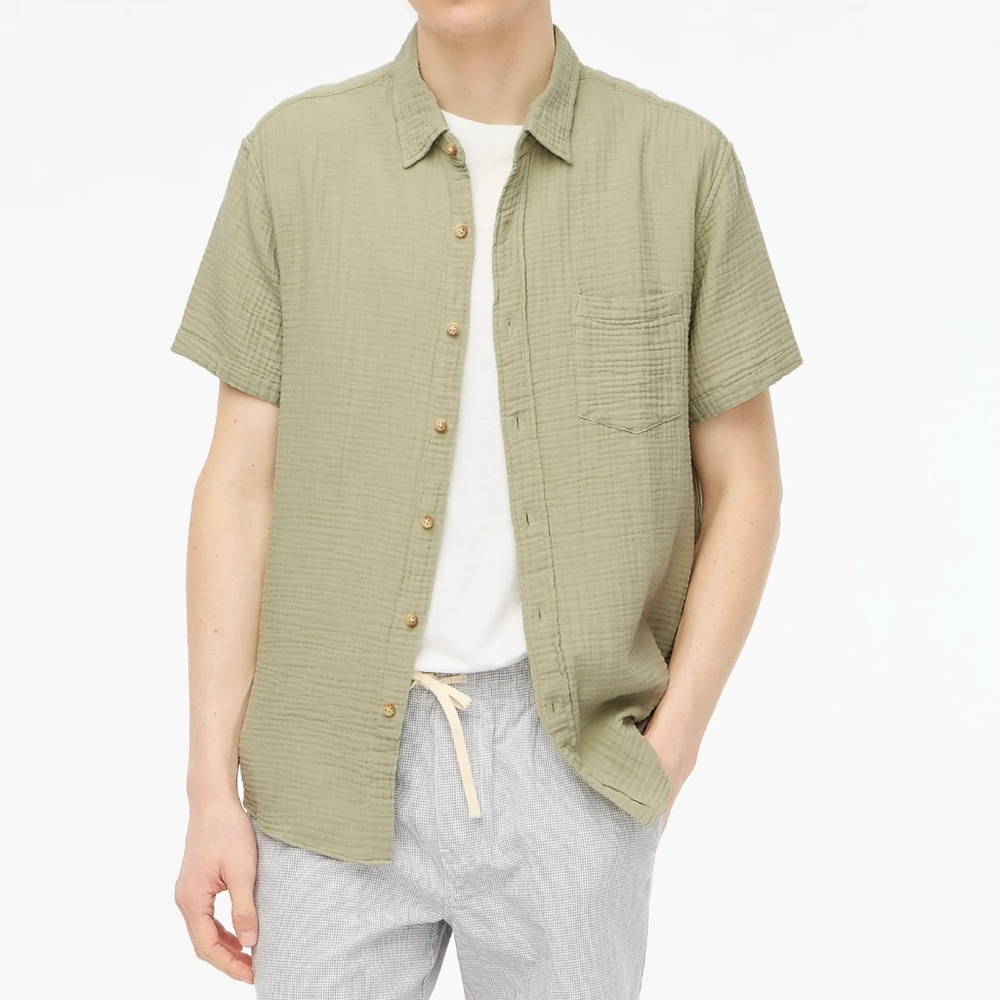 J. Crew Men's Short Sleeve Gauze Shirt Green Size M NWT